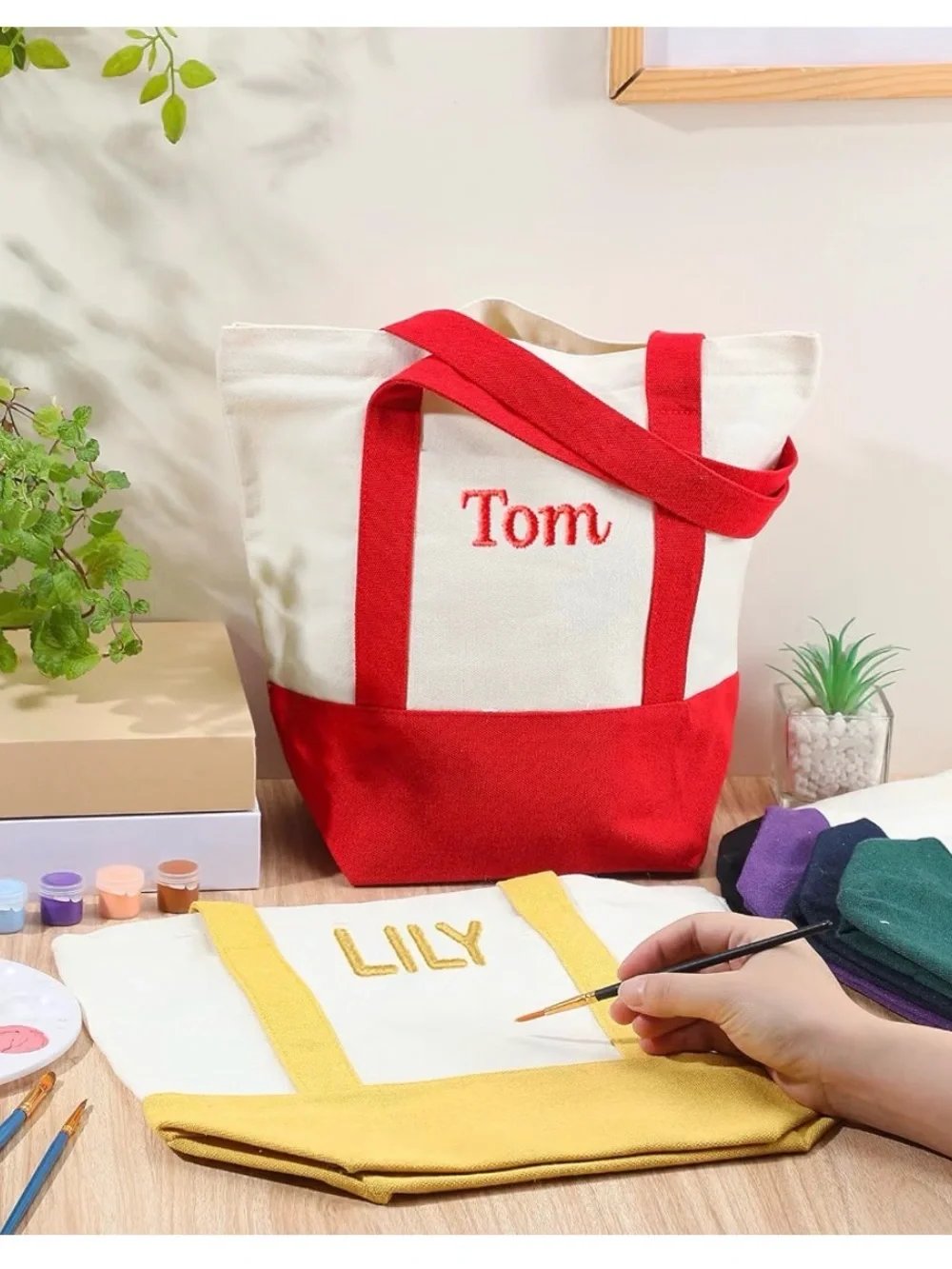 24 Colorful Canvas Tote Bags - Multi Color Options